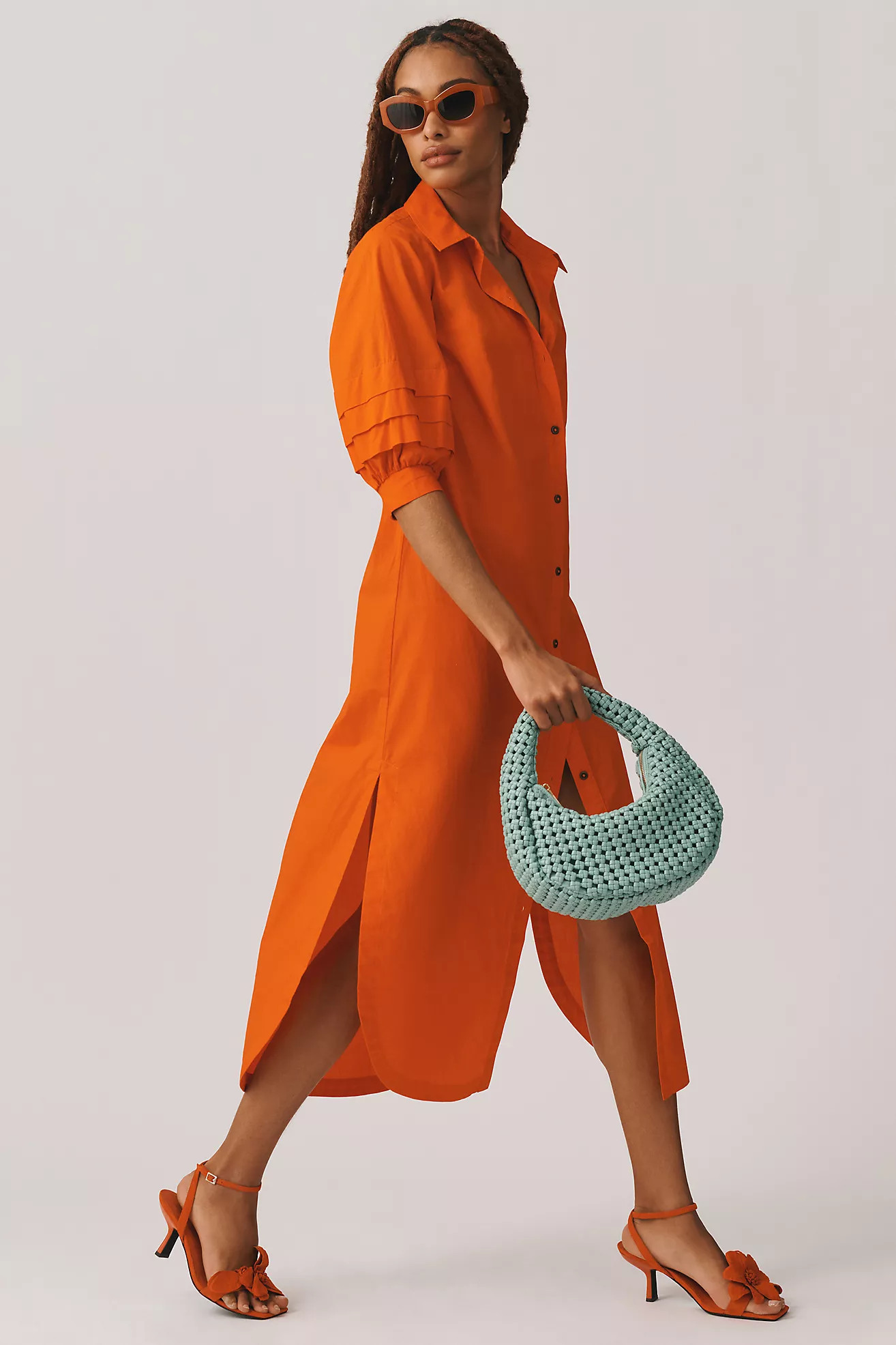 Maeve Puff-Sleeve Shirt Dress | Anthropologie (US)