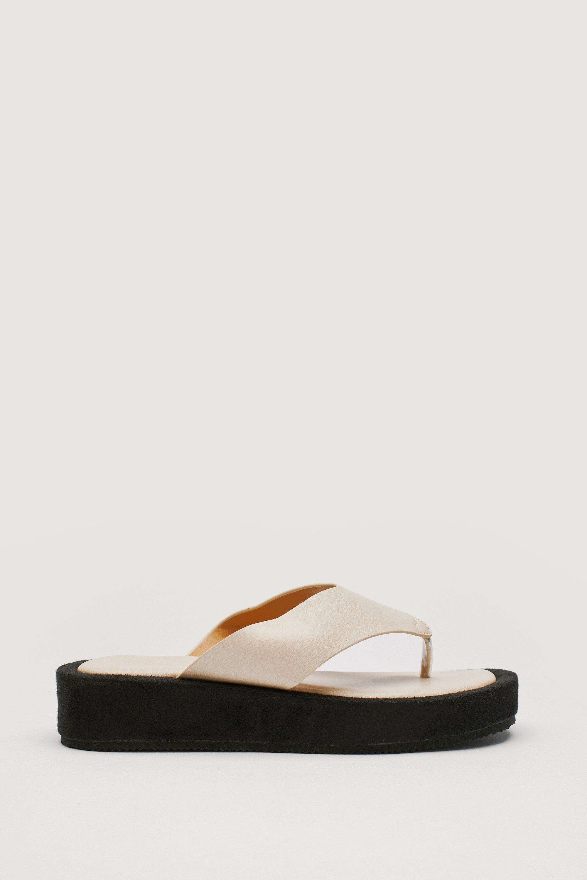 Faux Leather Toe Thong Flatform Sandals | Nasty Gal (US)