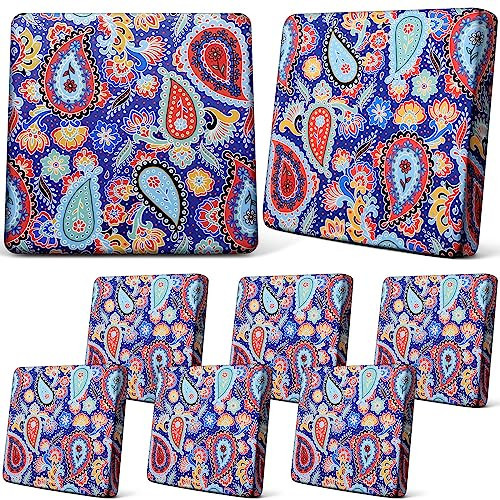 Newwiee 8Pcs Patio Cushion Covers Stretch Outdoor Cushion Cover Replacement for Patio Furniture Sofa Couch Slipcovers, Soft Flexibility Washable Furniture Protector(Waterproof Paisley,Vivid Color) | Amazon (US)