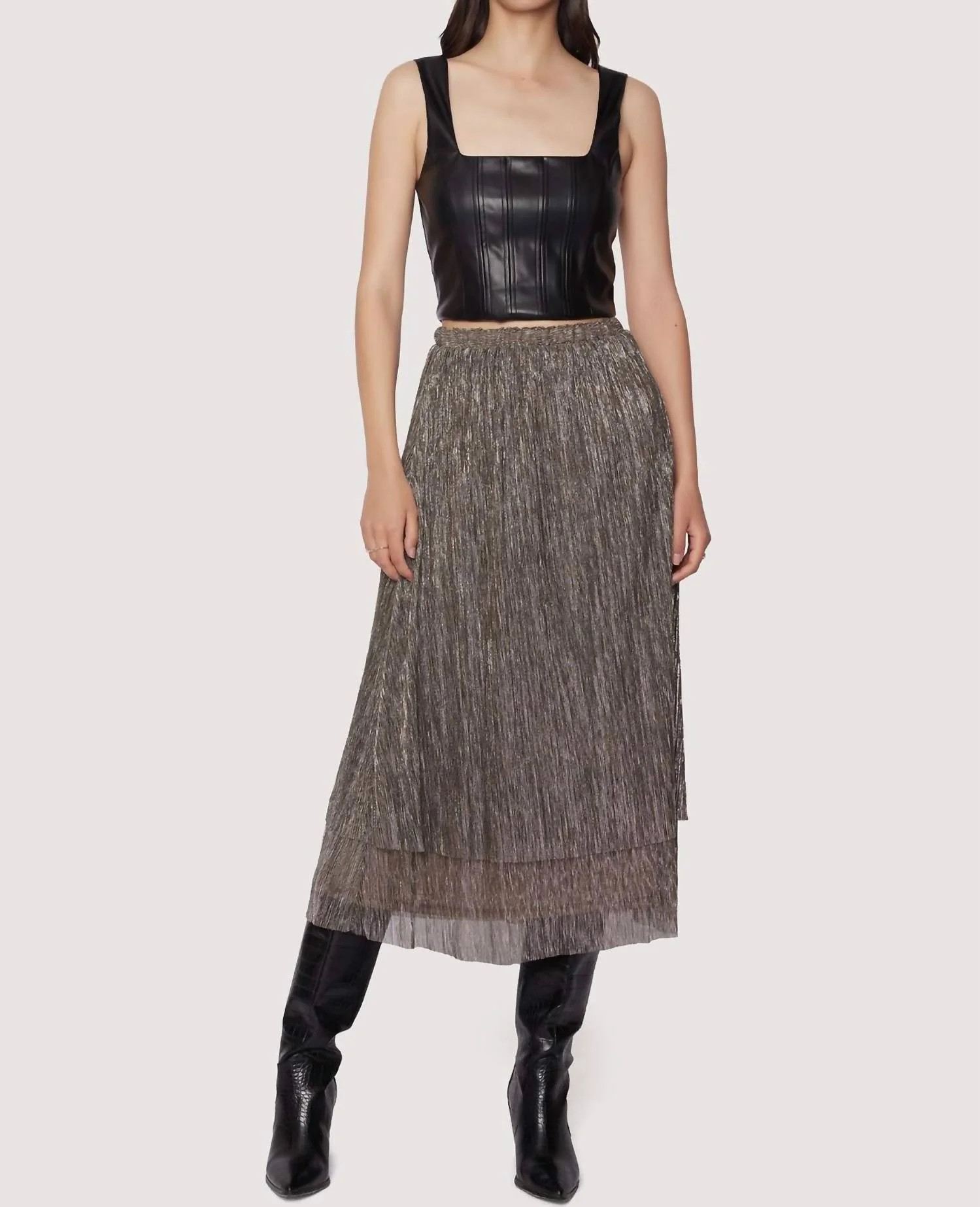Le Mysterieux Midi Skirt In Gold Silver Multi | Shop Simon