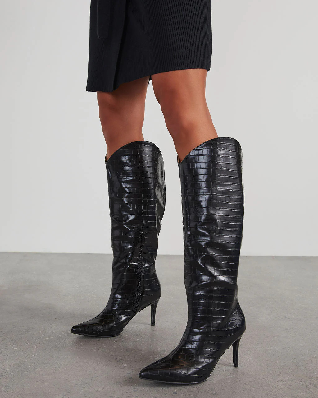 Balen Croc Print Stiletto Knee High Boots | VICI