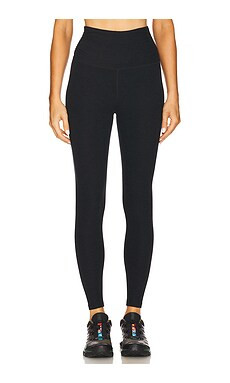 Beyond Yoga Spacedye Raise The Barre Shirred Legging in Darkest Night from Revolve.com | Revolve Clothing (Global)