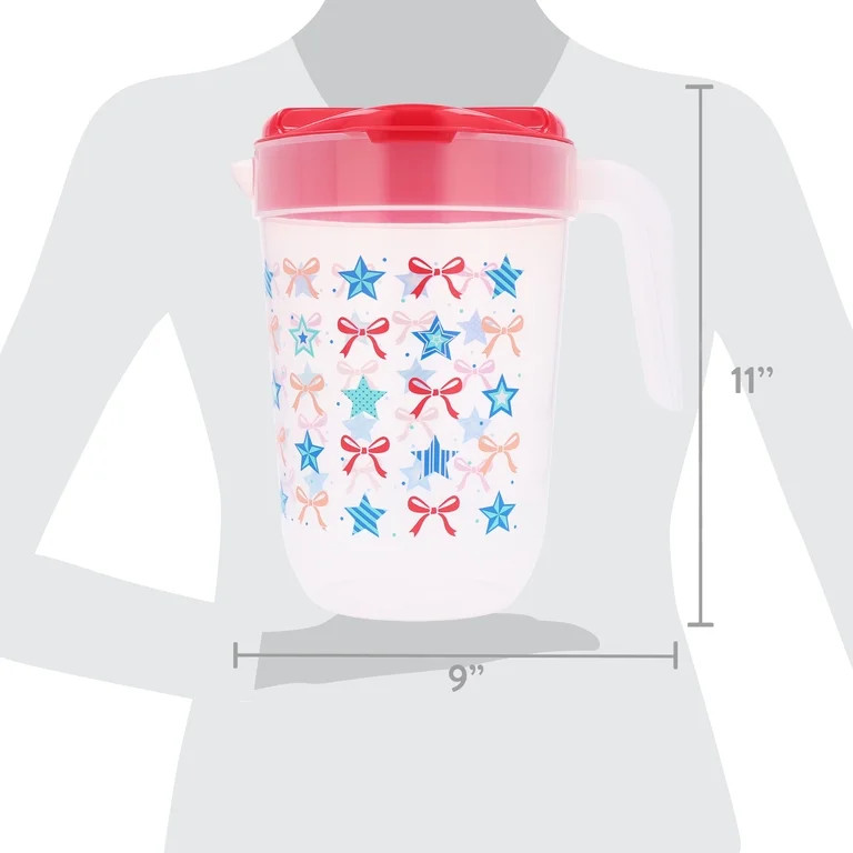 Stars and Ribbons Plastic Pitcher, Red/Blue/Clear, 1 Gal, Patriotic by Way To Celebrate | Walmart (US)
