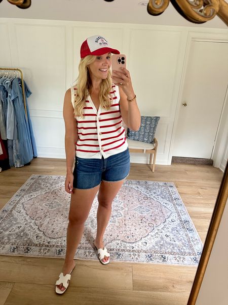 4th of July holiday outfit / casual outfit / wearing a med in the top and size 12 shorts 

#LTKStyleTip #LTKSeasonal #LTKMidsize