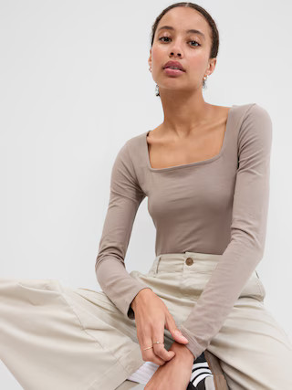 Fitted Squareneck Bodysuit | Gap Factory