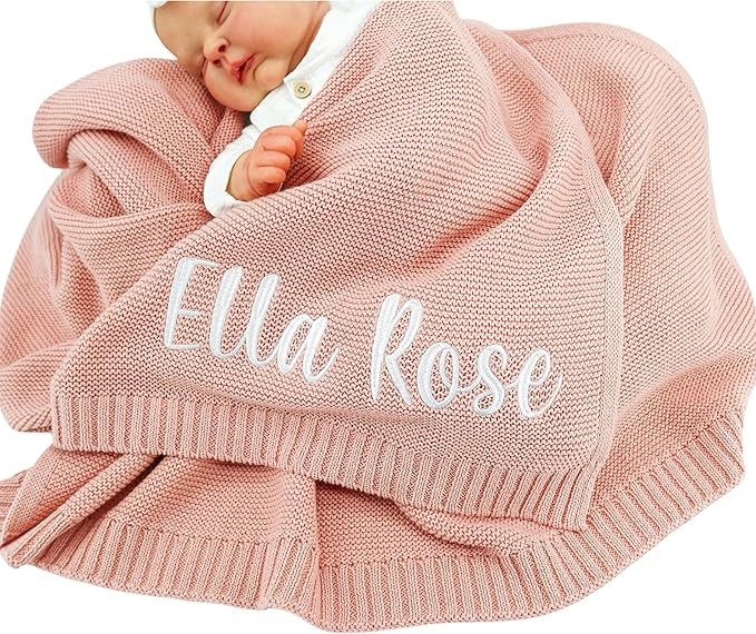 Custom Baby Blanket Personalized Baby Blanket with NameEmbroidered Knit Blanket 40 * 30inch Handm... | Amazon (US)
