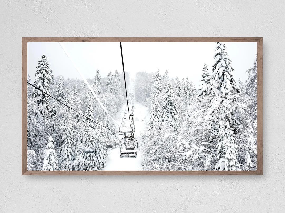 Samsung Frame TV Art for Christmas, Snowy Ski Lift, Winter, Christmas, Snow, Frame TV Art, Samsun... | Etsy (US)