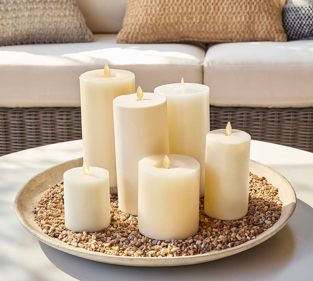 Premium Flickering Flameless Wax Pillar Candle | Pottery Barn (US)