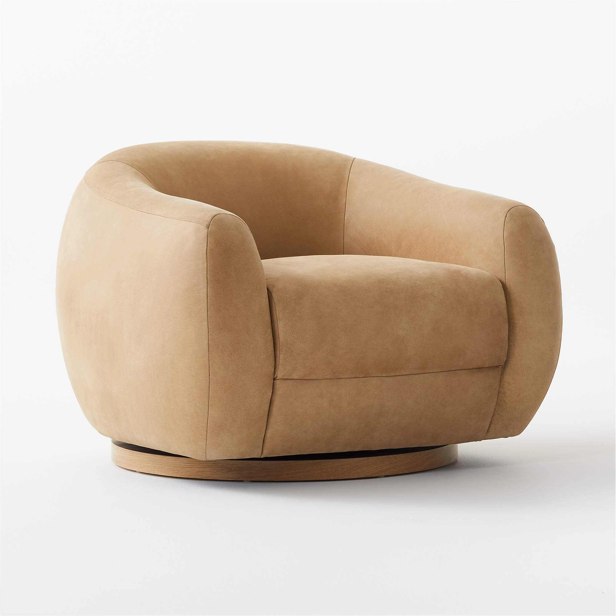 Laszlo Caramel Brown Leather Swivel Chair by Ross Cassidy + Reviews | CB2 | CB2