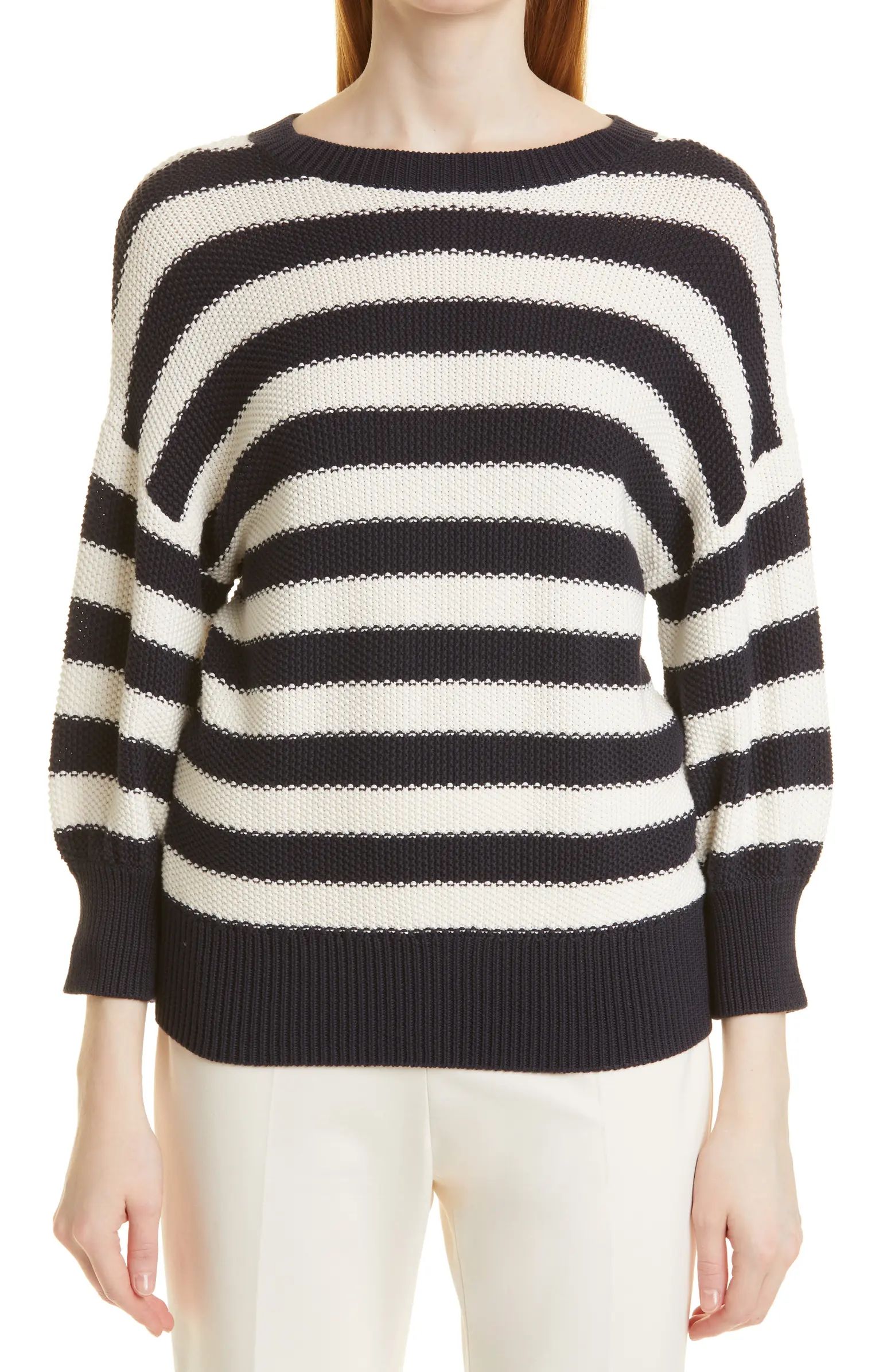 BOSS Fevangeline Stripe Cotton & Silk Sweater | Nordstrom | Nordstrom