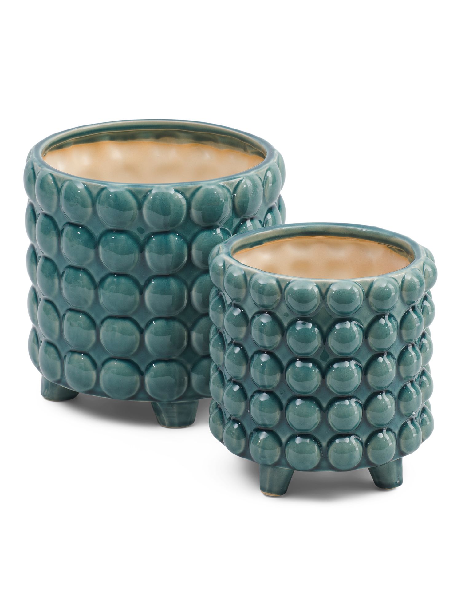 Set Of 2 Footed Bubble Texture Planters | TJ Maxx