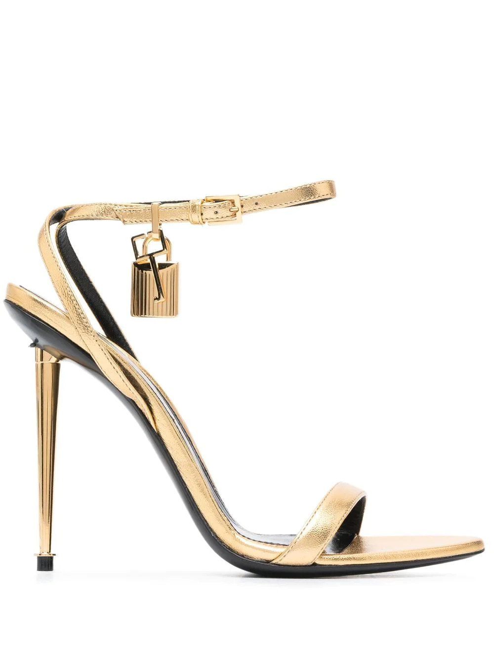 TOM FORD 115mm Padlock metallic sandals - Gold | Farfetch Global