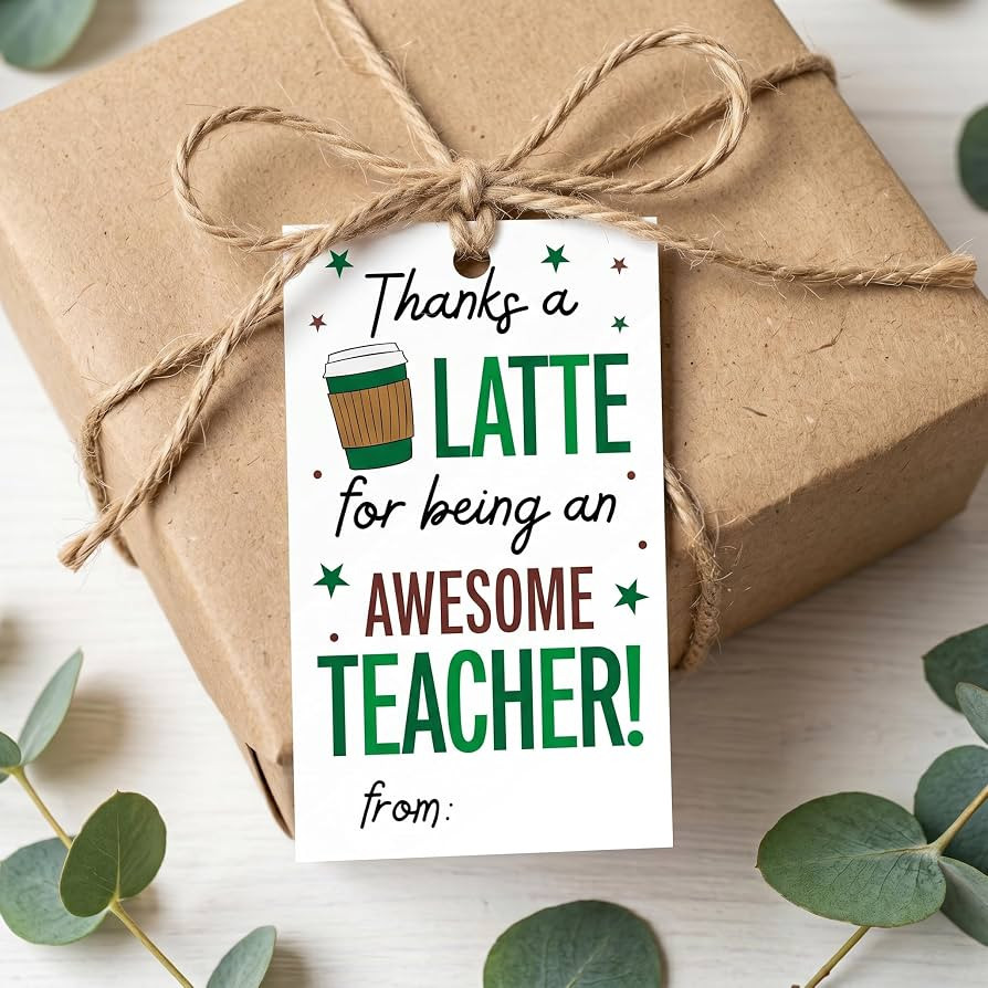 Thank You Gift Tags with String, Latte Teacher Week Gift Cards for Teacher Appreciation, 50 PCS T... | Amazon (US)