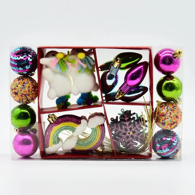 Holiday Time Shatterproof Mini Christmas Tree Ornament, Multicolor, 24 Count - Walmart.com | Walmart (US)