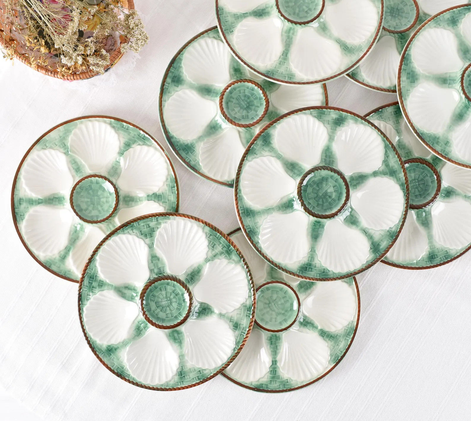 Green Vintage French Oyster Plate – Majolica Ceramic Dish - Coastal Home, Country Kitchen, Wall... | Etsy (Global)