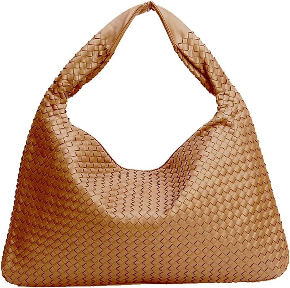 Handmade Woven Women Top-handle Shoulder Bags Large Capacity Shopping Bag Casual Underarm Handbag... | Amazon (US)