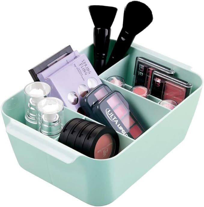 mDesign Plastic Makeup Storage Organizer Caddy - Divided Basket Bin for Bathroom Vanity Counterto... | Amazon (US)