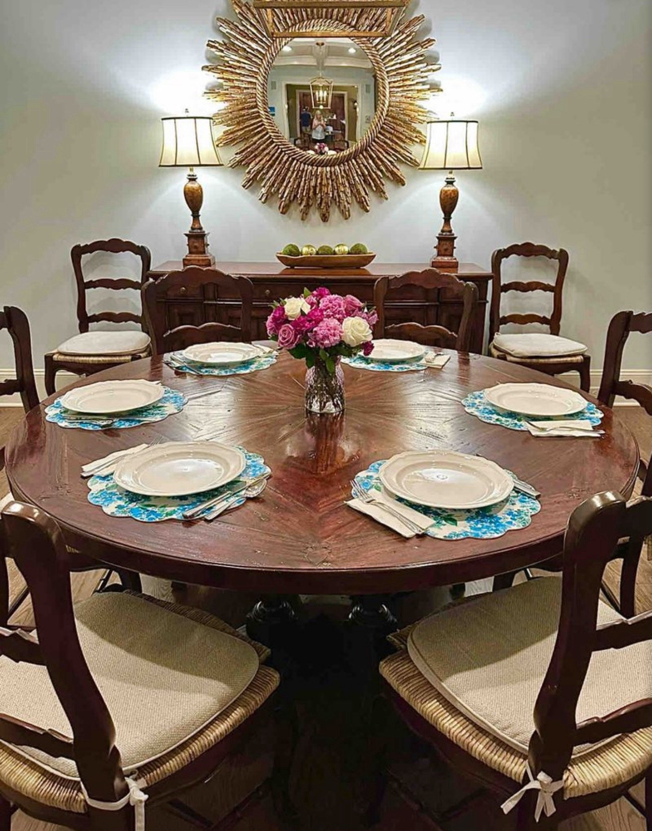 My mom and her reversible placemats. Lots of print options available. #tuckernuck