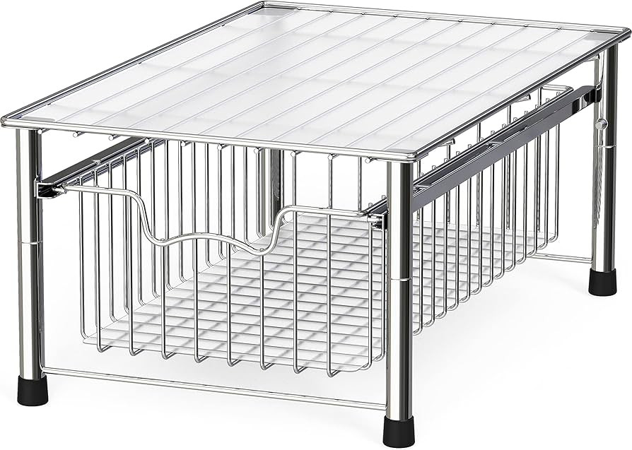 Simple Houseware Stackable Basket Drawer, Chrome | Amazon (US)