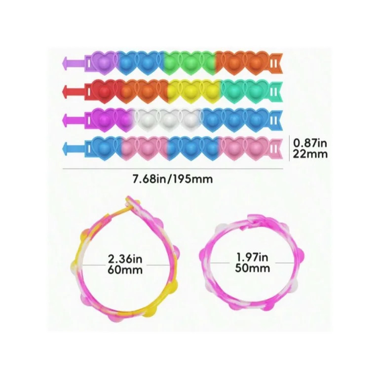 20PCS Heart-Shaped Pop Fidget Bracelets, Heart Bracelets for Valentine's Party Favors, Valentine'... | Walmart (US)