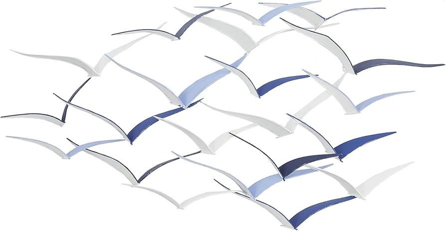 Deco 79 Metal Bird Flying Flock Of Wall Decor, 48" x 3" x 25", Blue | Amazon (US)