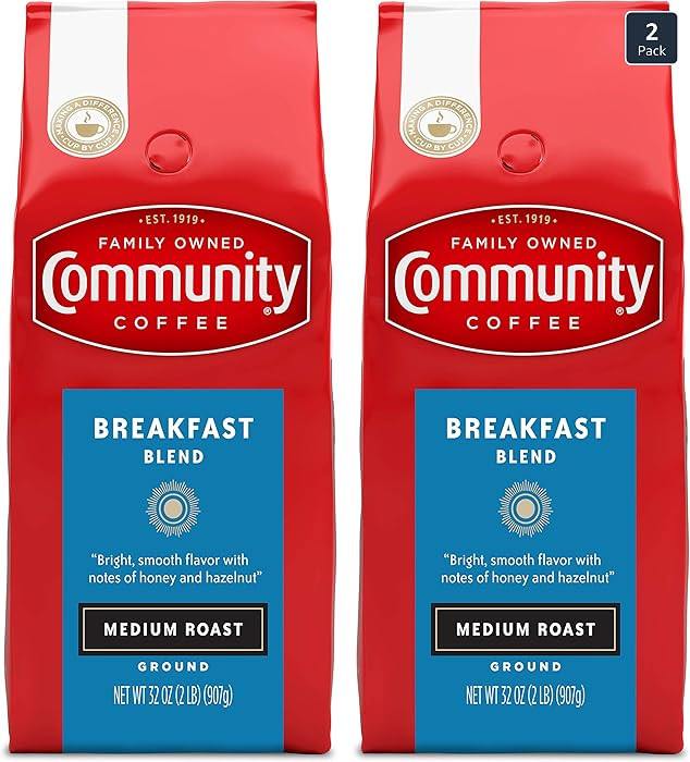 Community Coffee Breakfast Blend Ground Coffee, Medium Roast, 32 Ounce (Pack of 2) | Amazon (US)