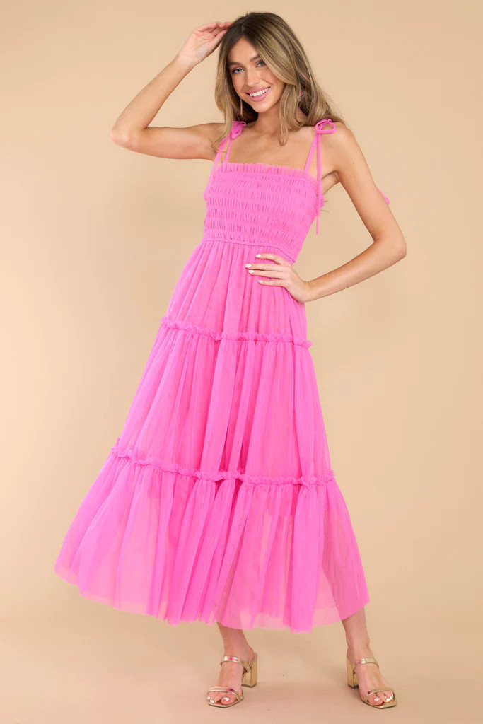 To The Garden Magenta Midi Dress | Red Dress 