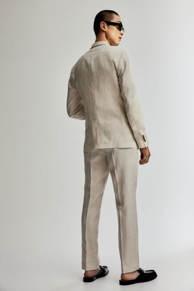 Slim Fit Linen Suit Pants - Light beige - Men | H&M US | H&M (US + CA)