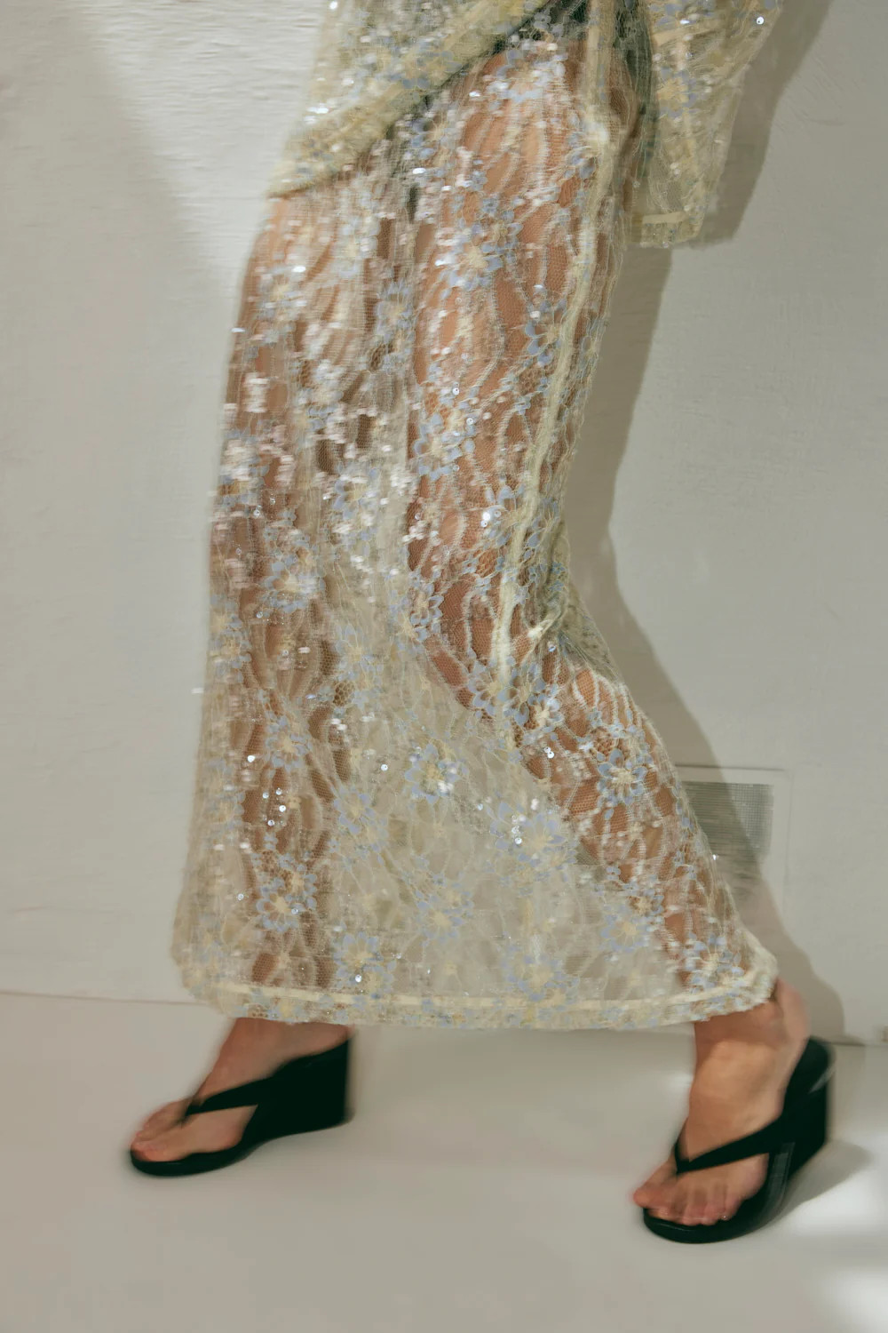 Devyn Sequin Midi Skirt Lace | VRG Grl