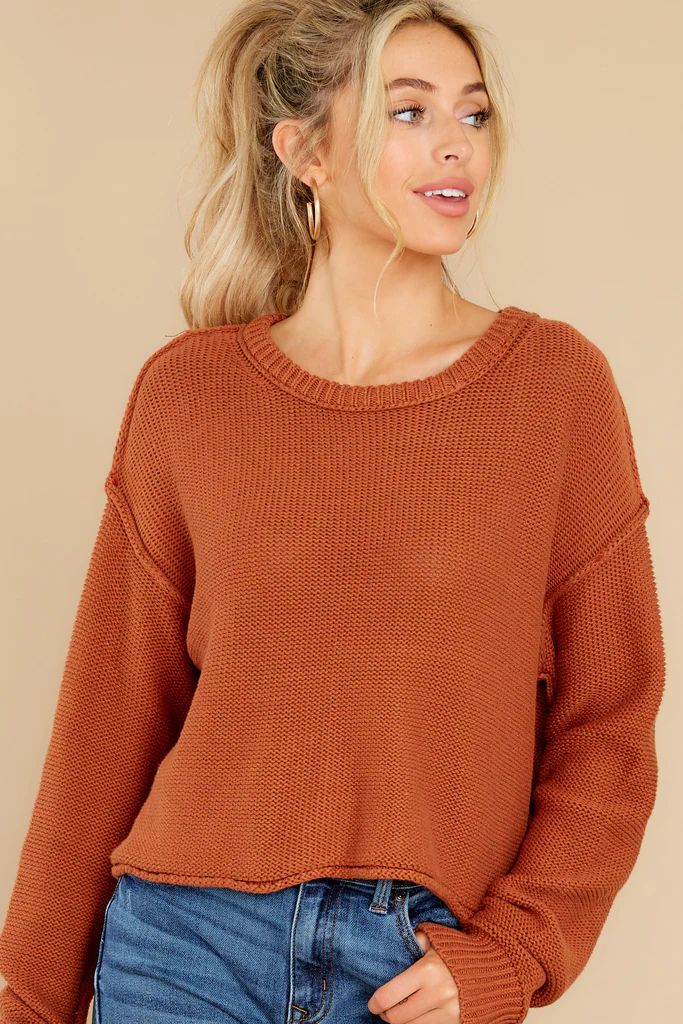 Scenic Drives Rust Sweater | Red Dress 