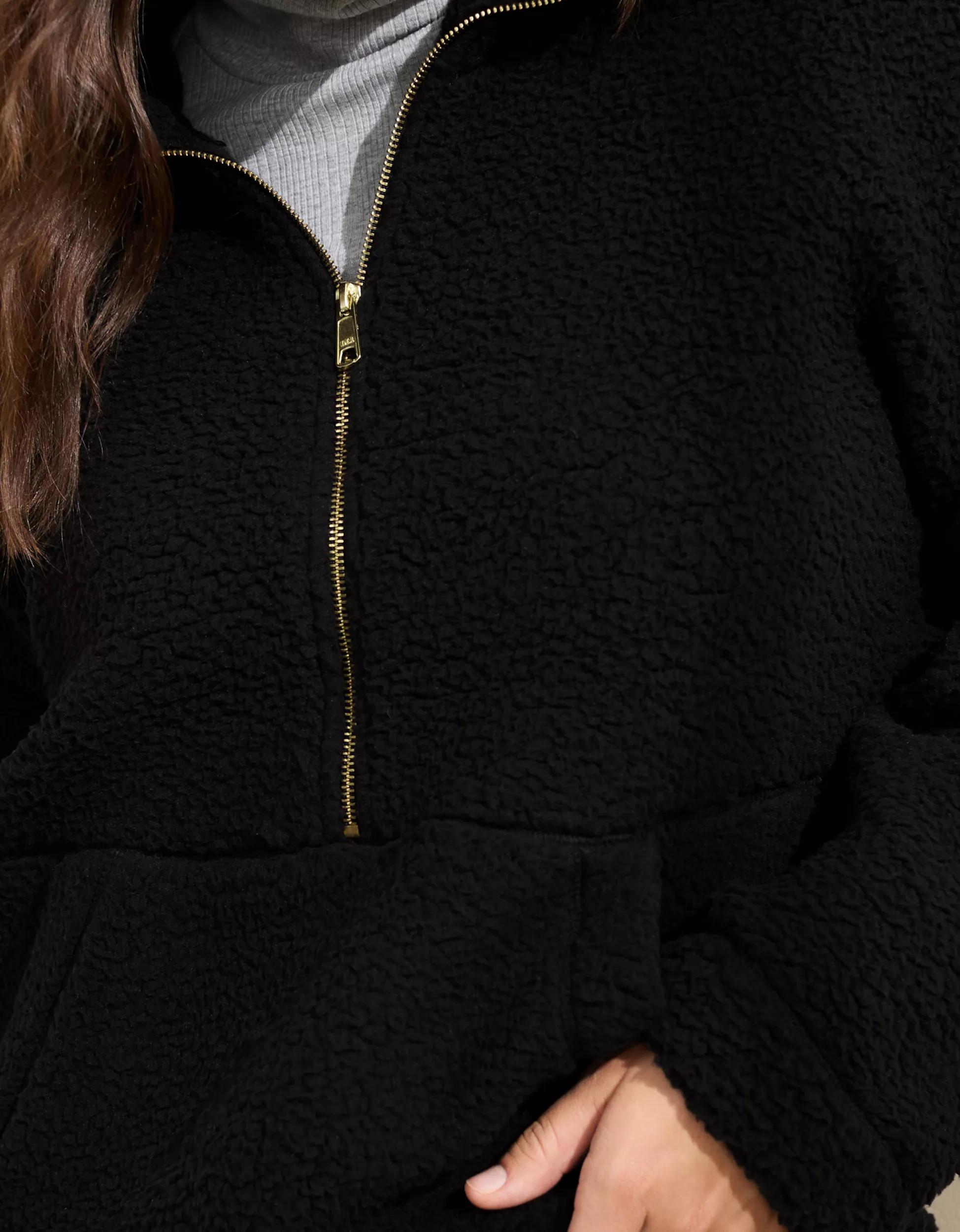Aerie Sherpa Quarter Zip Sweatshirt | Aerie