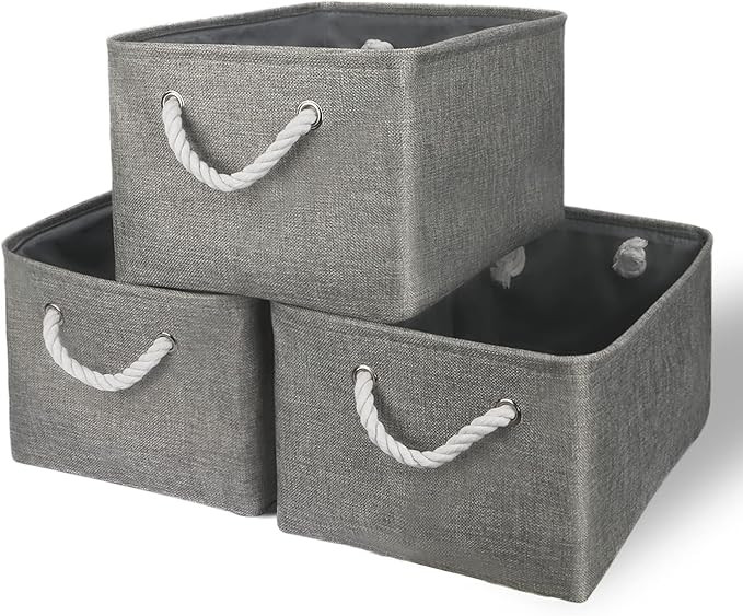 TheWarmHome Storage Bins - Medium 3 Pack Storage Baskets for Organizing Shelves | Fabric Storage ... | Amazon (US)