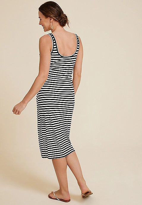 24/7 Bra Cup Striped Midi Dress | Maurices