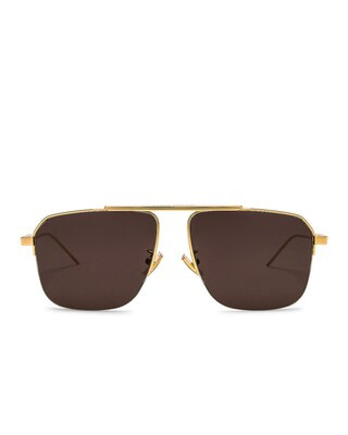 Bottega Veneta BV1149S Sunglasses in Shiney Gold & Solid Grey | FWRD | FWRD 