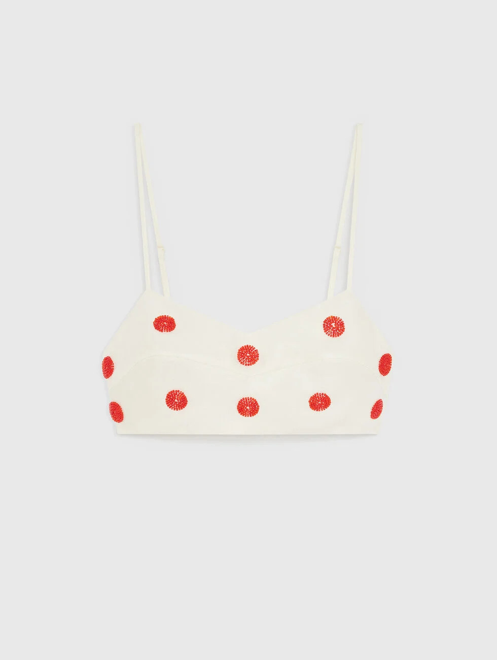 Embroidered linen and silk crop top White for Women | Maje | Maje US