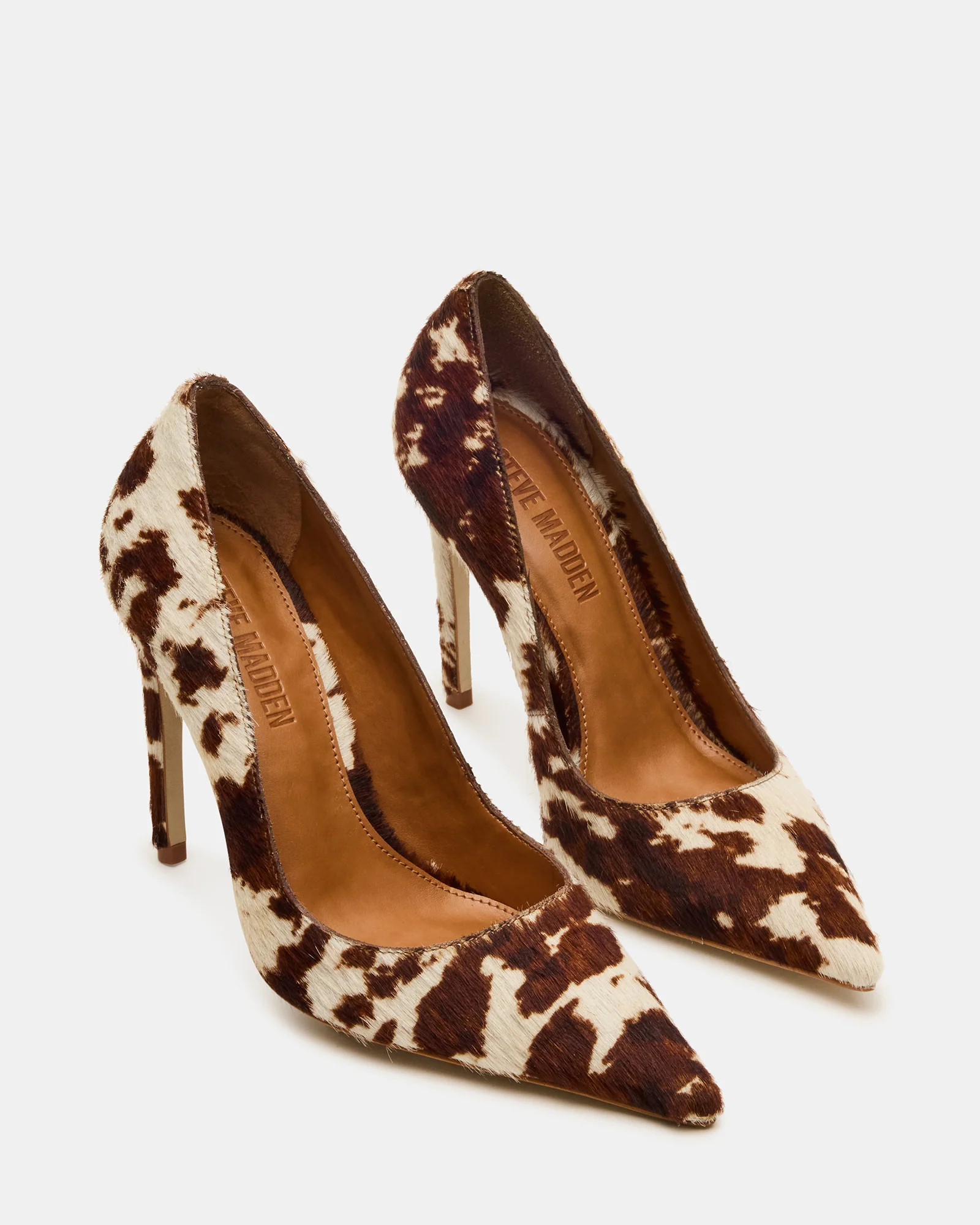NOIR Brown Cow Print Pointed-Toe Stiletto Pump Women's Heels | Steve Madden (US)