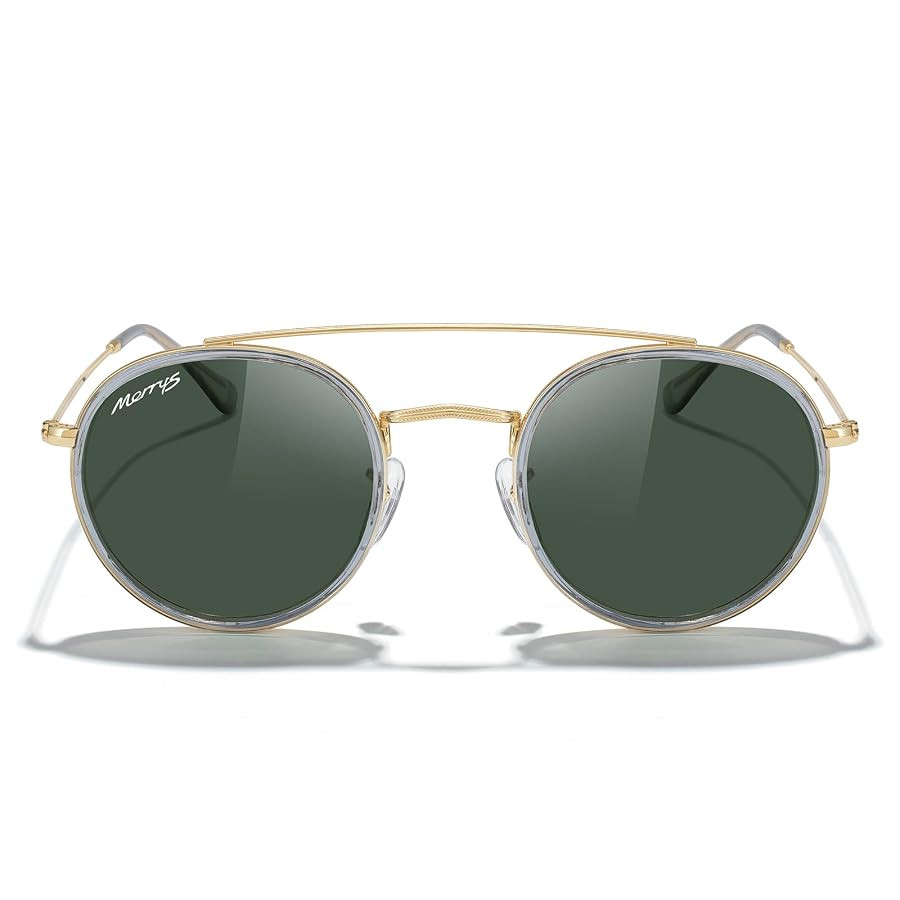 MERRY'S Retro Round Polarized Sunglasses - Unisex Double Bridge Sun Glasses | Amazon (US)