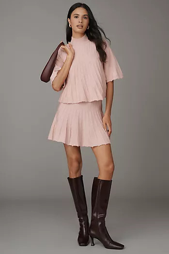 Maeve Ribbed Sweater Mini Skirt | Anthropologie (US)