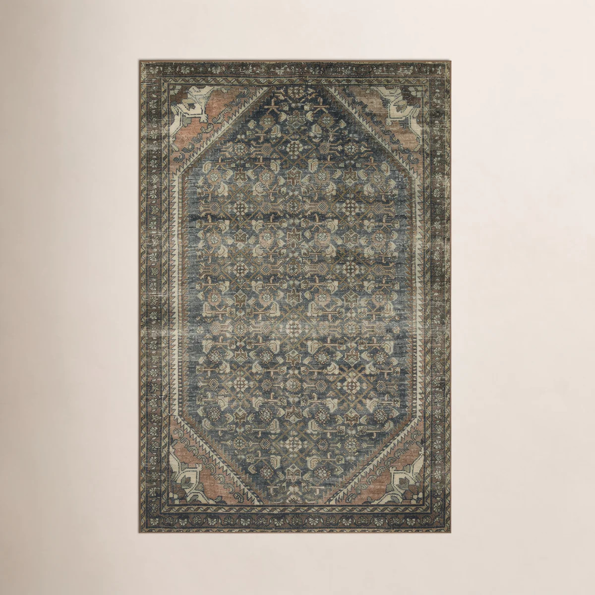 Magnolia Home By Joanna Gaines X Loloi Banks Machine Washable Denim / Clay Area Rug | Wayfair North America