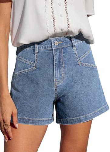 Sidefeel Women's Jean Shorts High Waisted Stretchy Summer Denim Shorts with Pockets | Amazon (US)