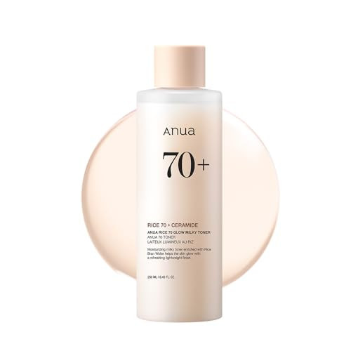 Anua Rice 70 Glow Milky Toner, Glass & Dewy Skin, Hydrating & Barrier Care, Rice Water, Niacinamide, Ceramides, All Skin Types, Fragrance-Free, Non Comedogenic, Korean Skincare, 8.45fl.oz | Amazon (US)