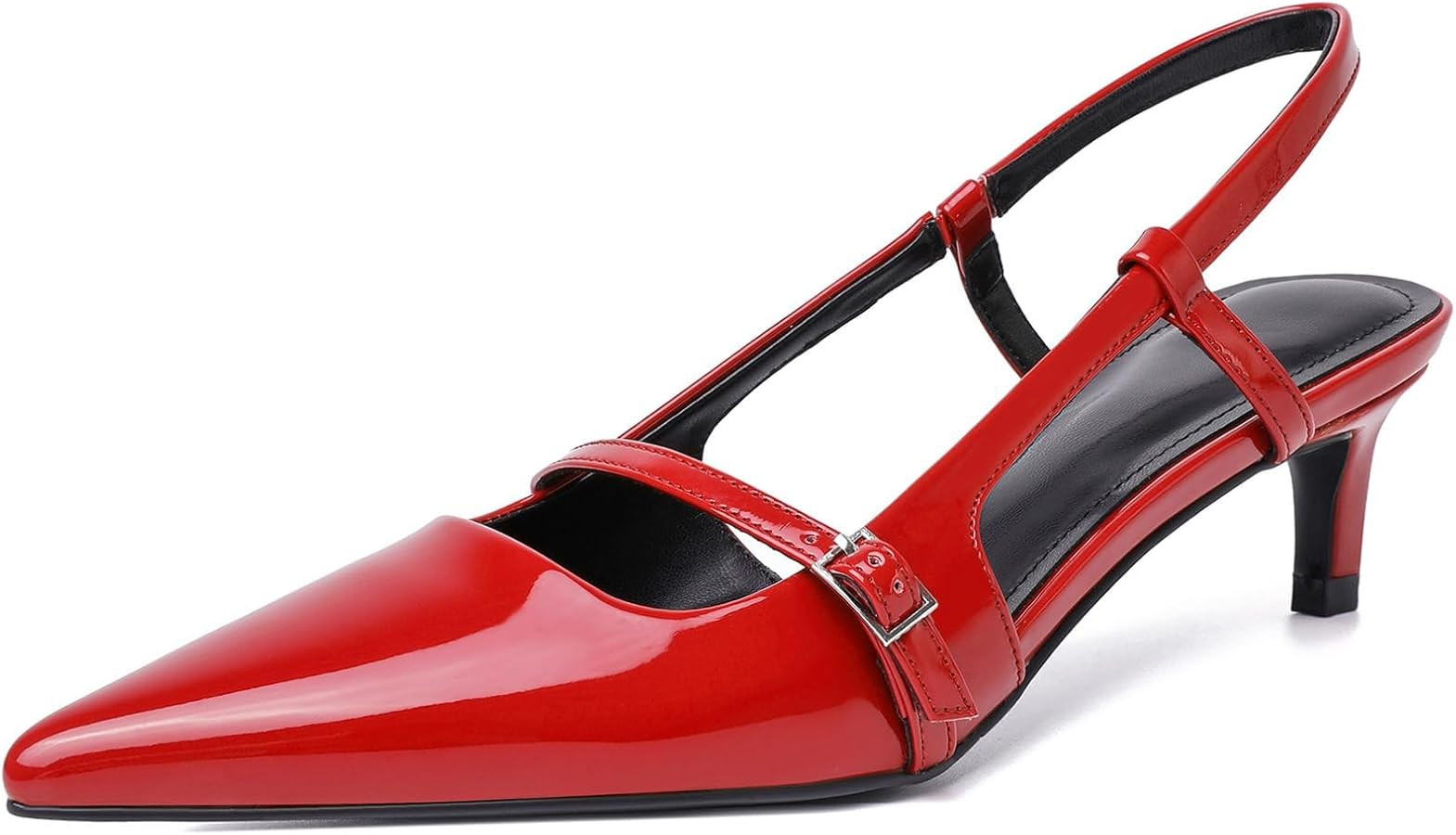 Kitten Heels for Women - Slingback Heels Closed Pointed Toe Slip On Kitten Heel Pumps with Buckle... | Amazon (US)