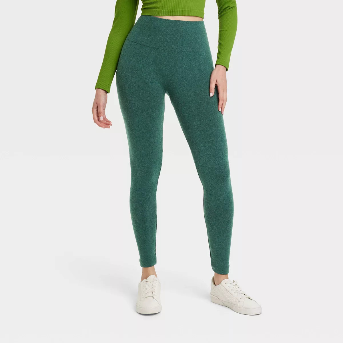 Women's High Waisted Cotton Seamless Fleece Lined Leggings - A New Day™ | Target