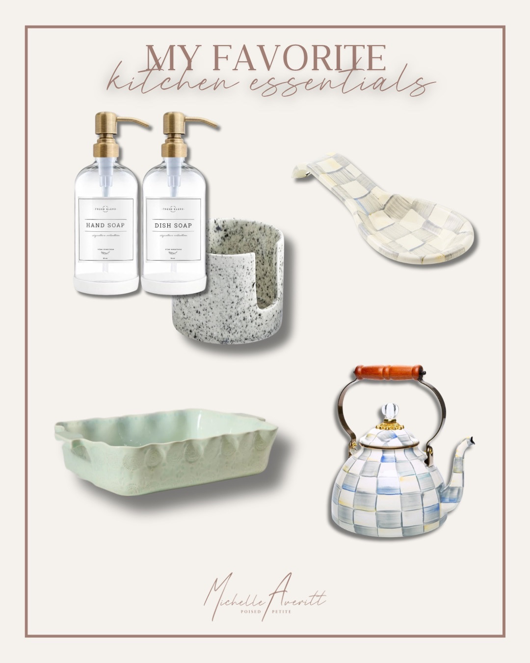 Even the everyday pieces in your kitchen can make the whole space feel more elevated and pulled together.

I’ve been gravitating toward little details like a decorative spoon rest and a classic teapot that add charm to everyday routines. A teal baking dish brings in just the right amount of color, while a matching sponge holder and glass hand and dish soap dispensers keep the sink area feeling clean and elevated.

Kitchen decor, kitchen essentials, home decor ideas

#LTKOver40 #LTKHome #LTKdayinmylife