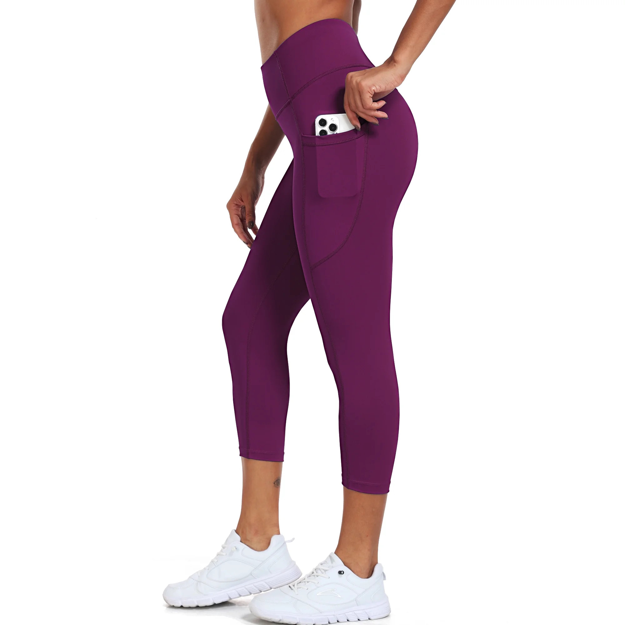 NELEUS Womens High Waist Capri Yoga Leggings Cropped Pant for Workout with Two Pockets,Purple,US ... | Walmart (US)
