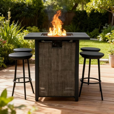 28" Propane Gas Fire Pit Table, 50000 BTU Square Steel Fire Pit for Outside Patio Deck Garden Courtyard -Black | Target