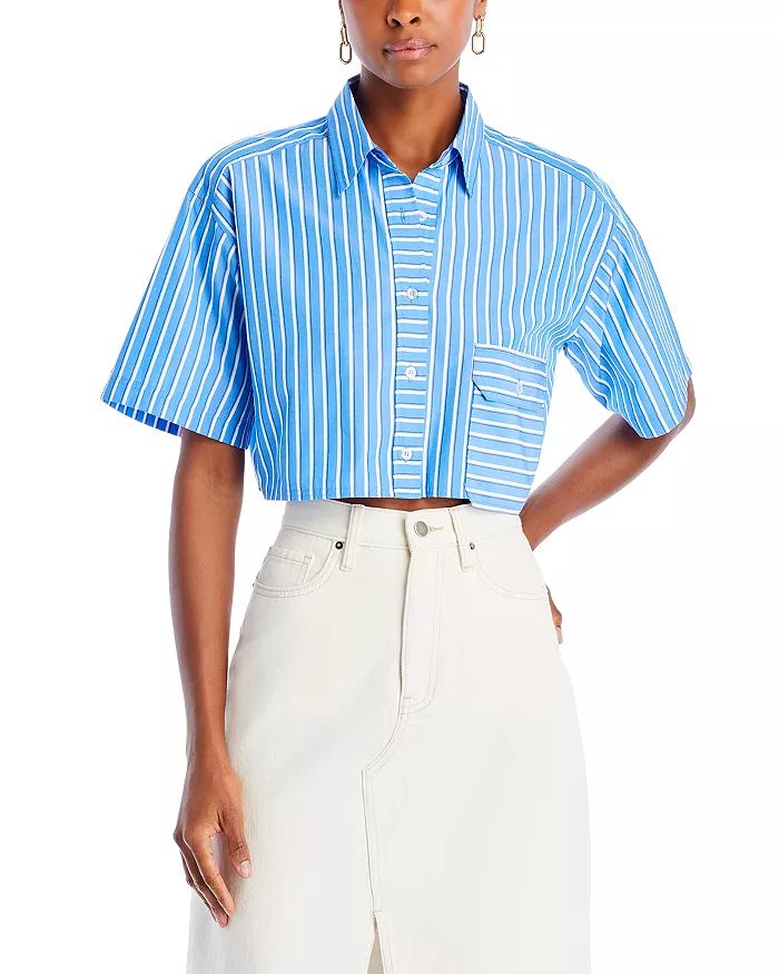 Striped Cropped Button Up Shirt - 100% Exclusive | Bloomingdale's (US)