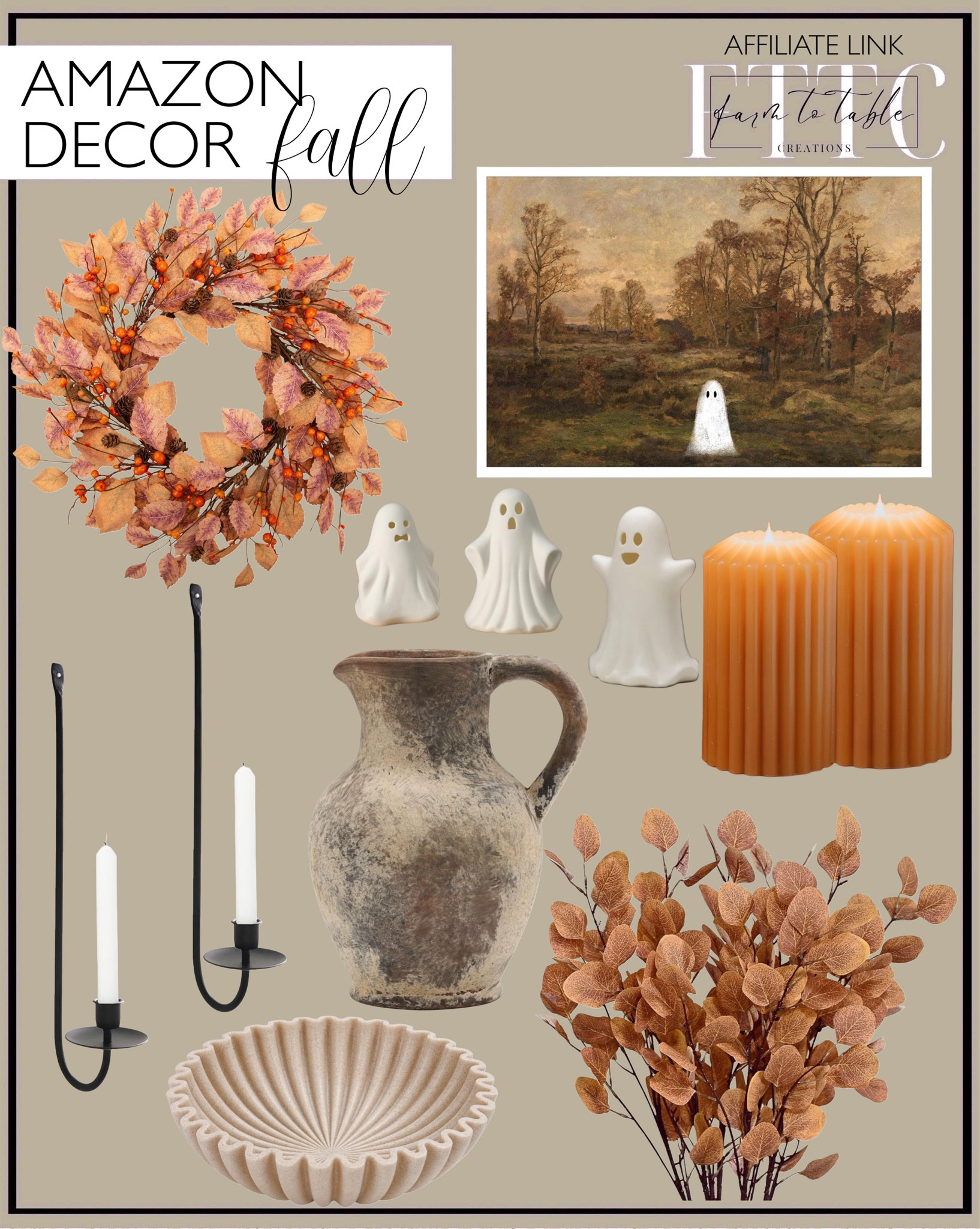 Amazon Fall Decor. Follow @farmtotablecreations on Instagram for more inspiration.

Ceramic Ghosts. Haunted Forest Poster. Battery Operated Candles. Black Ceramic Vase. Cement Pumpkin. Fall Wreath. Ceramic Rustic Farmhouse Vase. Decorative Bowl. Metal Wall Sconces.  

Amazon Fall Decor. Fall Home Finds. Amazon Home. Fall Decor. Halloween Decor. 


#LTKHome #LTKFindsUnder50 #LTKSaleAlert