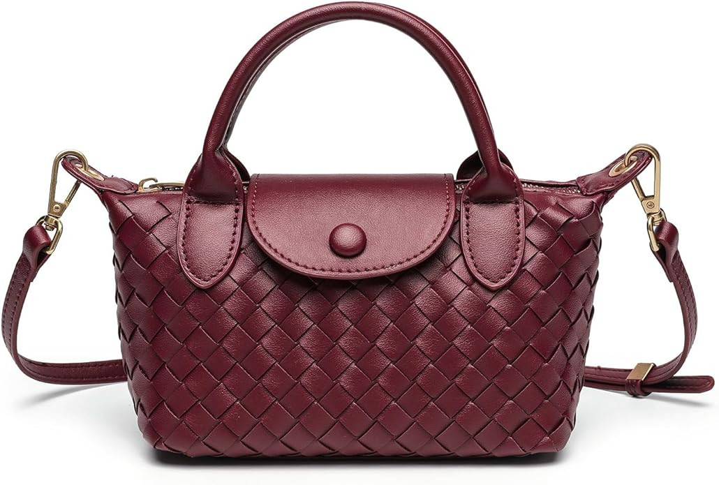 Small Woven Crossbody Bags Purse for Women Trendy Leather Dumpling Lightweight Mini Handbag | Amazon (US)
