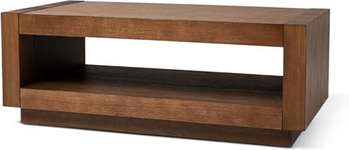 Maven Lane Artemis Large 2 Tier Contemporary Rectangle Wooden Center Coffee Table with Shelf Storage for Living Room in Refined Brown Finish | Amazon (US)